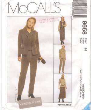 WARDROBE Jones NY Jacket skirt pants vest MCCALLS 9658 sz 14 Free Shipping