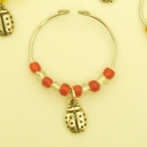 Lady Bug Wine Charms: 6 Set