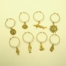 Bronze Nautical Theme C Wine Charms: 8 Set