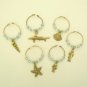 Silver Nautical Theme Wine Charms: 6 Set