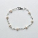 White Crystal & Freshwater Pearl Bracelet