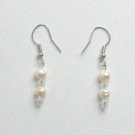 White Crystal & Freshwater Pearl Earrings