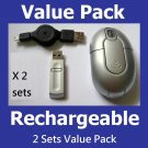2 Sets of Rechargeable Mini Wireless USB Optical Cordless Mouse