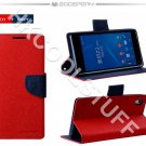 Genuine Mercury Goospery Fancy Diary Wallet Case Cover for Sony Xperia Z2 Red+Navy