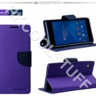 Genuine Mercury Goospery Fancy Diary Wallet Case Cover for Sony Xperia Z2 Purple+Navy