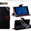 Genuine Mercury Goospery Fancy Diary Wallet Case Cover for Sony Xperia Z2 Black+Brown