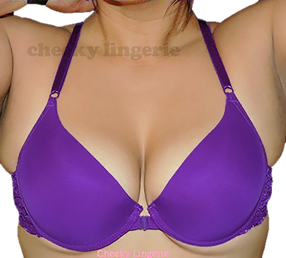 32B Purple ADD 2 CUPS Sizes RACERBACK Front CLOSE EXTREME Push Up BRA 32b-purple-add-2-cups-sizes-racerback-front-close-extreme-push-up-bra