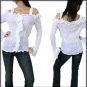New Sexy White Long Sleeve Plus Size Top