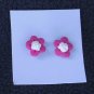 Pink and white daisy post earrings
