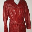 FREE SHIPPING Trench Coat braided TRIM belted lined MAROON soft faux leather look 8