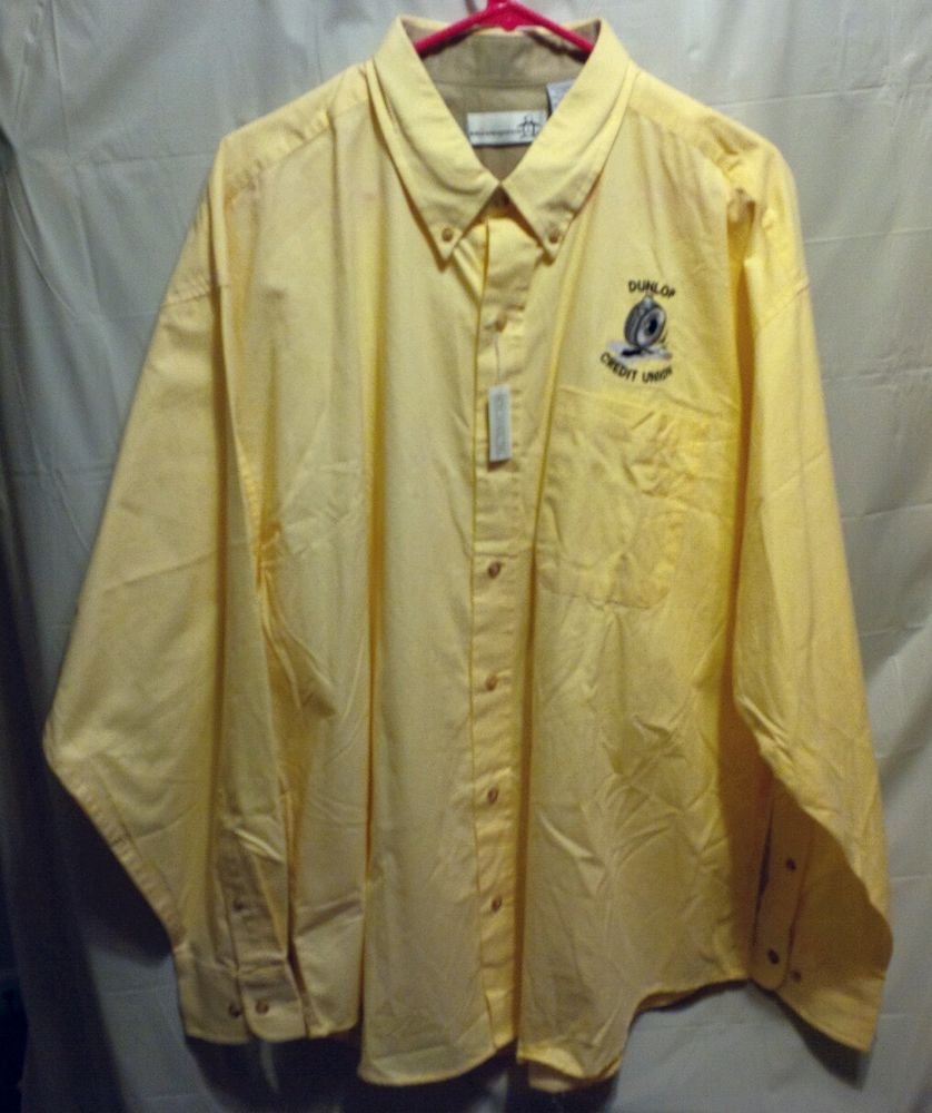 FREE SHIPPING DUNLOP CREDIT UNION button down front LS dress shirt new NWT Munsingwear Mens XL