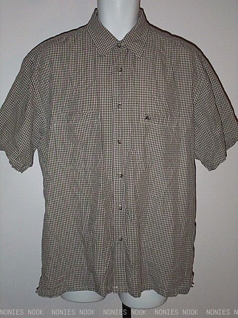 FREE SHIPPING PENDLETON SHIRT brown tan checked plaid button front cotton blend mens L large
