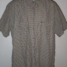 FREE SHIPPING PENDLETON SHIRT brown tan checked plaid button front cotton blend mens L large