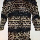 FREE SHIPPING BLACK GOLD METALLIC TUNIC SWEATER crochet chevron long Dana Scott size Large