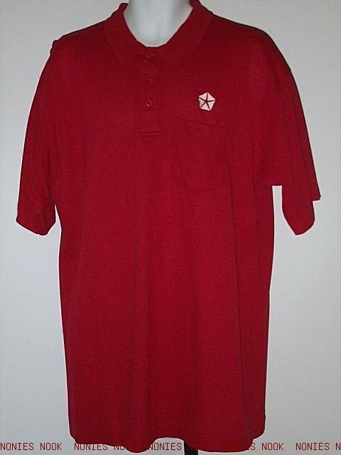 CHRYSLER LOGO WORK SHIRT red polo golf auto shop uniform top LOT OF 2 mens XL