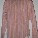 FREE SHIPPING OFFICE DRESS SHIRT long sleeve STRIPED white pink mauve cotton SLIM Poison Large