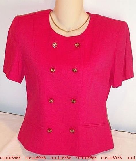 FREE SHIPPING Bright PINK Jacket double breasted suit coat top Jennifer Jeffries 6 rayon linen