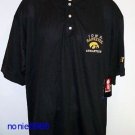 Iowa Hawkeyes Polo Shirt black gold full embroidered logo STARTER golf nwt NEW L
