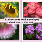 Set of 12 Note Cards with Flowers