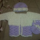 Cream and Pale Purple Baby Sweater Set- Special Order
