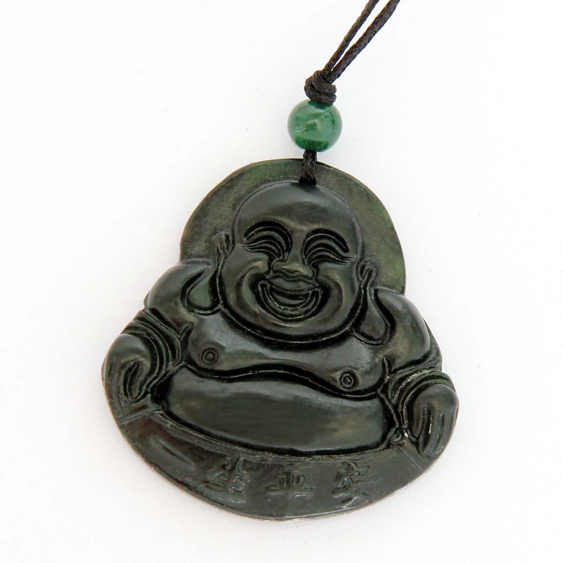 Black Green Jade Buddhist Buddha Words Yi-Sheng-Ping-An Amulet Pendant ...