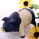 Cast Iron Black & White Pig Bank