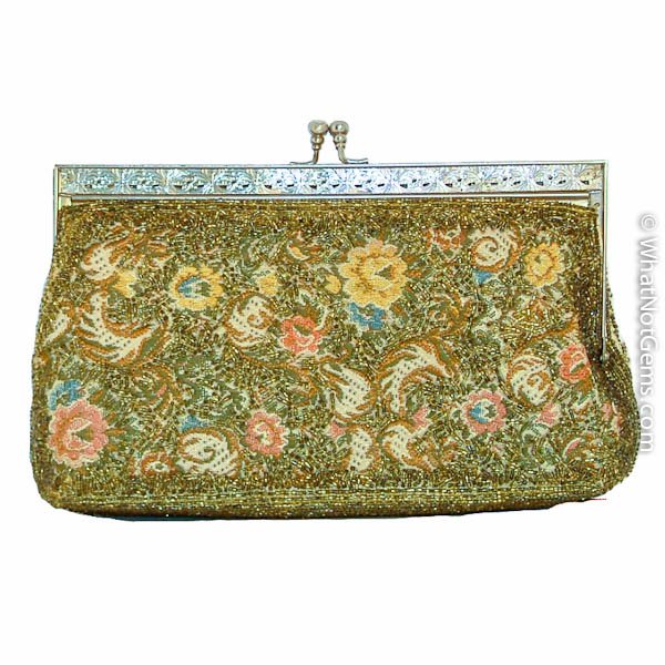 vintage gold beaded clutch