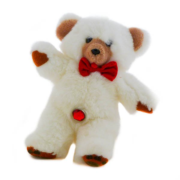 White Teddy Bear, Red Crystal Belly Button, Prrrl Ventures, Stuffed Animal 1986