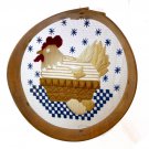 Nesting Hen Needlepoint Primitive Bentwood Grain Flour Sieve Sifter Chicken Wood Wire