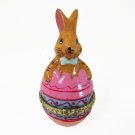 Pretty Pink Easter Bunny Rabbit Ceramic Trinket Box
