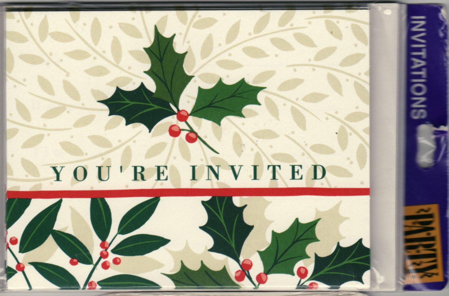 You're Invited Holiday Holly Fill-In Invitation Holiday Cards Vintage 1980