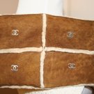 BROWN SHEARLING CHANEL WRISTLET BAG