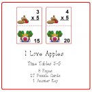 Math Center and Teacher Resources - I Love Apples (Times Tables 3-5) PDF Format