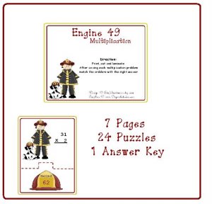 Math Center and Teacher Resources - Engine 49 (Multiplication Puzzle) PDF Format