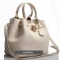 David Eikon Padma Genuine Grain Cow Leather Bag -- Beige