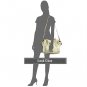 David Eikon Silvana Beige Stitch-Trimmed Leather Satchel Bag