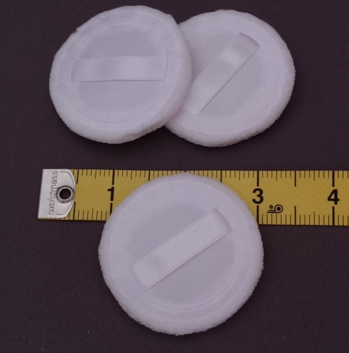 10pack Round Cotton Velour Powder Puffs with Satin Ribbon 2 1/8" US