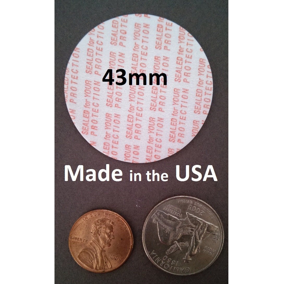 Pack of 100 43mm Press & Seal Cap Liners 43 mm Foam Safety Tamper