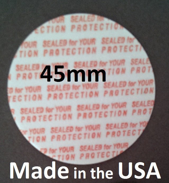 Pack of 100 45mm Press & Seal Cap Liners 45 mm Foam Safety Tamper