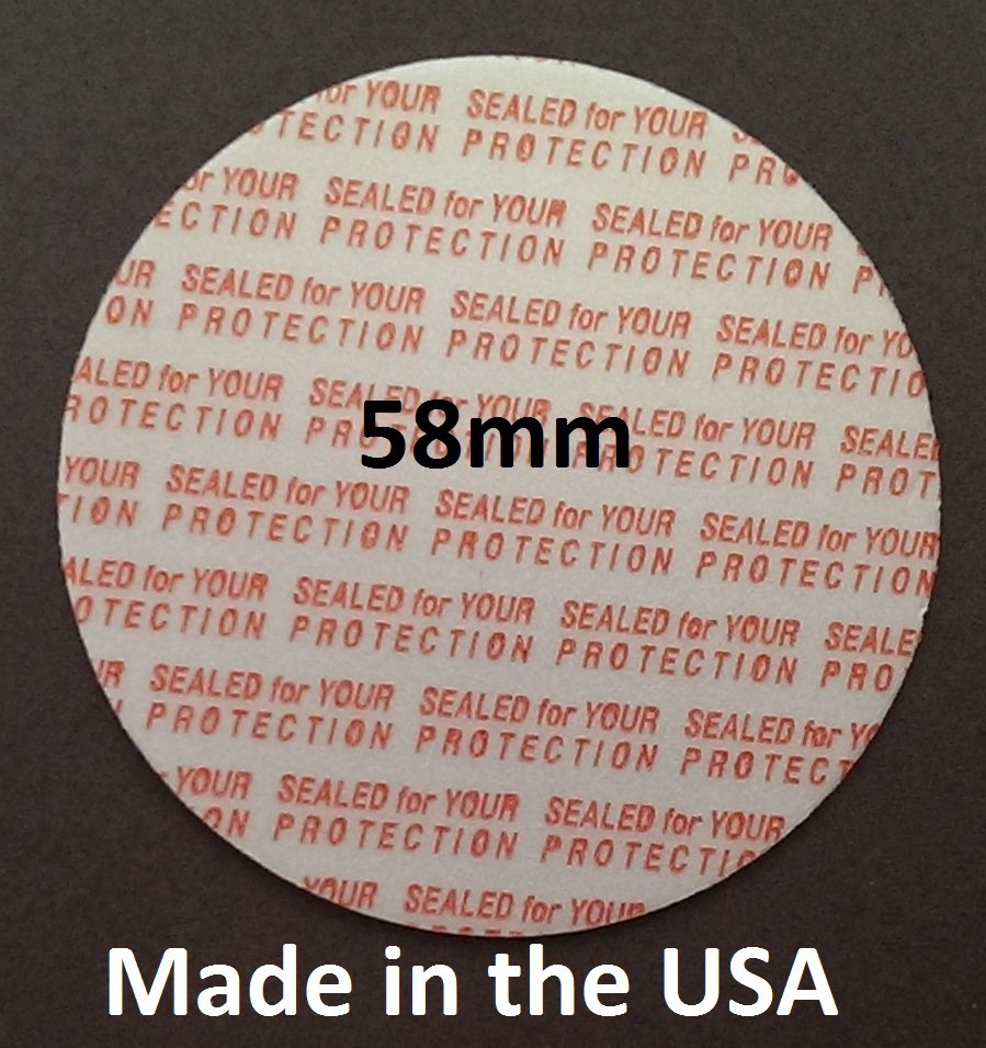 Pack of 100 58mm Press & Seal Cap Liners 58 mm Foam Safety Tamper