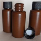 20 Sturdy Brown Opaque Amber HDPE Plastic Bottles w Screw Caps 1oz 30ml BPA-Free