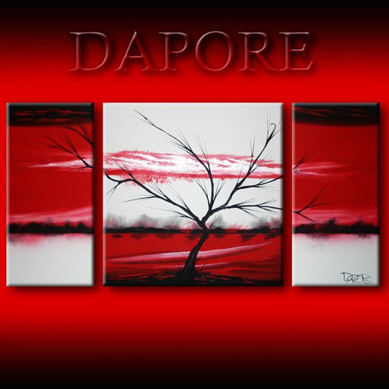 Landscape 443 red white black canvas art modern art painting
