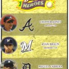 2008 Upper Deck Heroes  #189 Chipper Jones / Ryan Braun / Miguel Cabrera