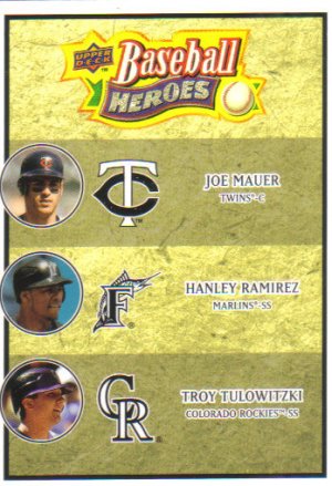 2008 Upper Deck Heroes  #192 Joe Mauer / Hanley Ramirez / Troy Tulowitzki