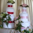 3 Tier Bridal Shower- Wedding Towel Cakes for Gifts and Centerpieces