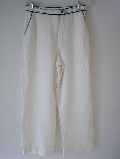 DIALOGUE Matte Twinstretch Petite Pants with Contrast Details Retail $41 Size 12P Ivory NEW