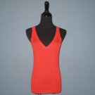NWT evie. 100% Mercerized Cotton Ribbed Red V-Neck Tank Top #1214331 - L