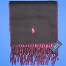 NWT Polo Ralph Lauren Black/Magenta Reversible Fringed Scarf 9.75" x 76" NWT Polo Ralph Lauren Black/Magenta Reversible Fringed Scarf 9.75" x 76"