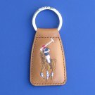 NWT Polo Ralph Lauren Tan Leather Split O-Ring Big Pony Key Chain Fob