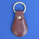 NWT Polo Ralph Lauren Brown Leather Split O-Ring "Polo Player" Key Chain Fob